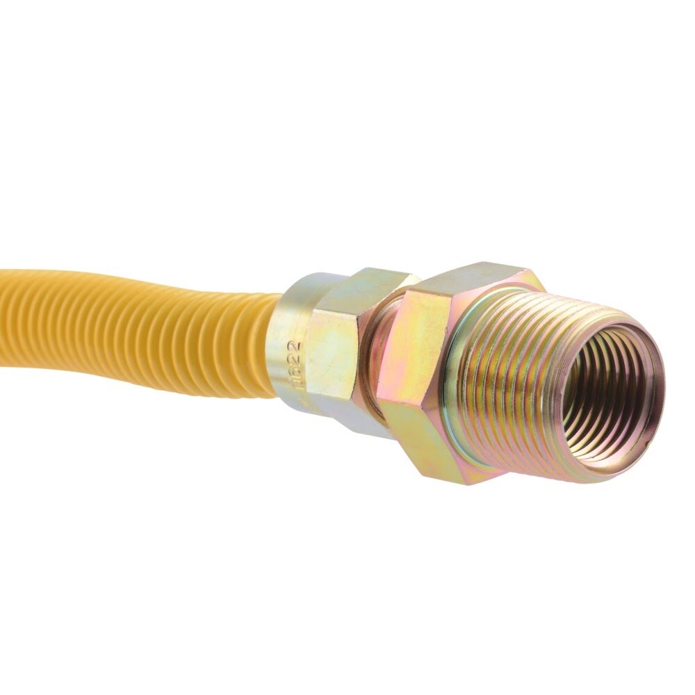 Eastman 10YE545072B 72 in. Yellow Coated Gas Connector 3/8 in. OD 3/4 in. MIP x 1/2 in. MIP - 3