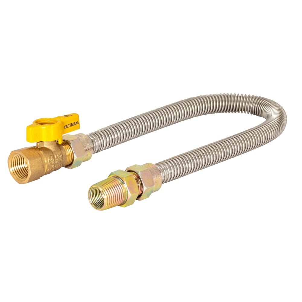 Eastman 20SS506124 1/2 in OD x 24 in Stainless Steel Gas Connector with Ball Valve