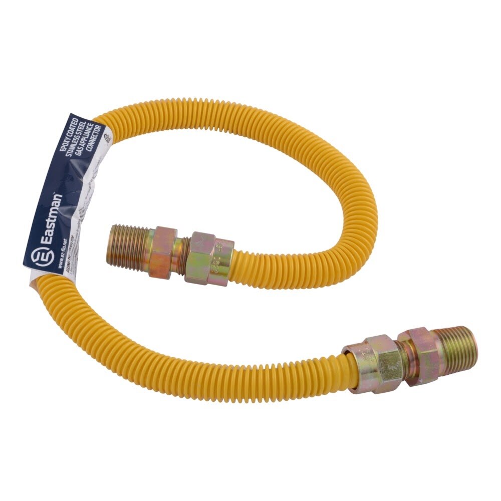 Eastman 20YE505024B 1/2 in OD x 24 in L Yellow Epoxy Coated Stainless Steel Gas Connector - 3