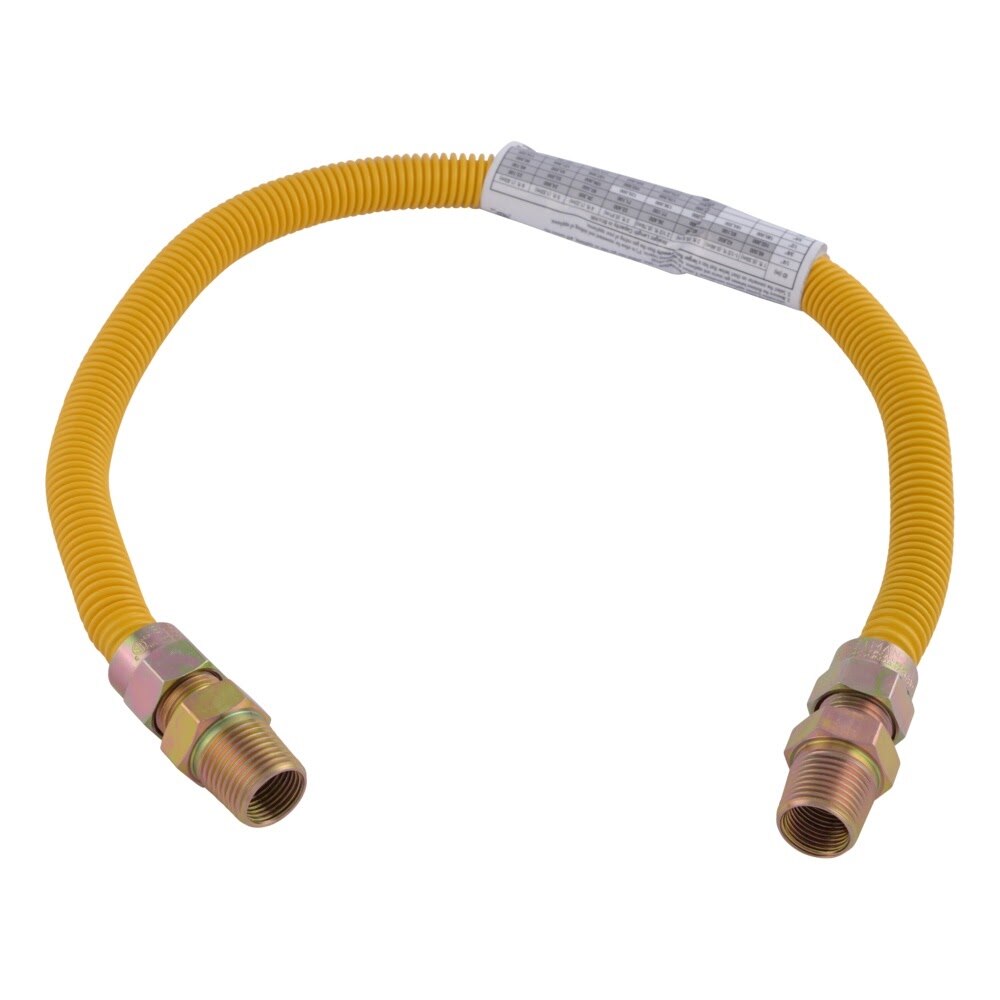 Eastman 20YE505024 1/2 in OD x 24 in Yellow Epoxy Coated Stainless Steel Gas Connector MIP x MIP