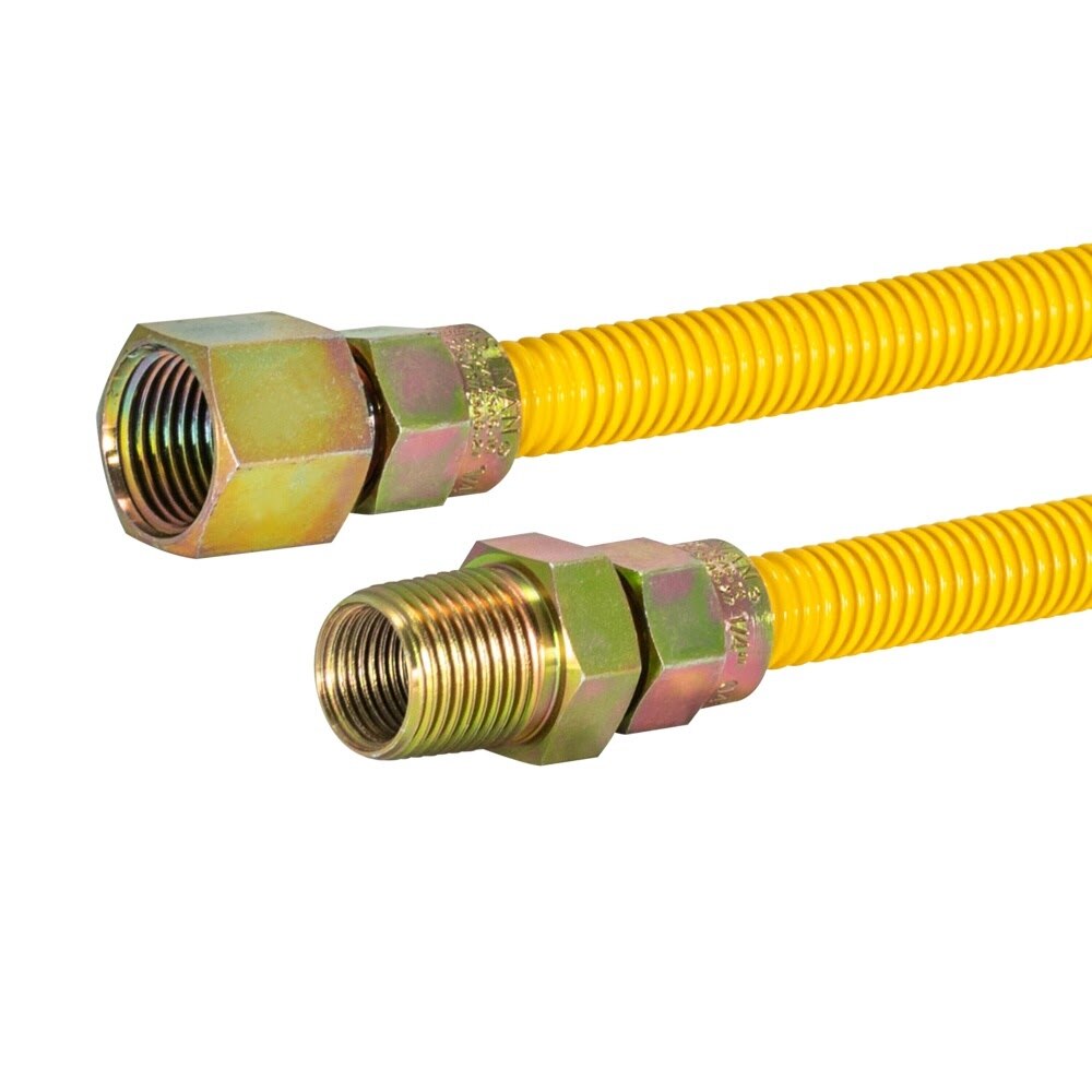 Eastman 20YE515048 1/2 in OD x 48 in Yellow Coated Gas Connector 1/2 in FIP x 1/2 in MIP - 2