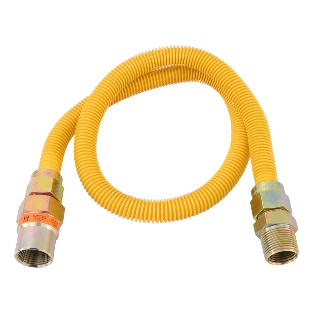 Eastman 30YE54V536B 36 in. 5/8 in. OD Yellow Epoxy-Coated Stainless Steel Gas Connector with EFV - 2