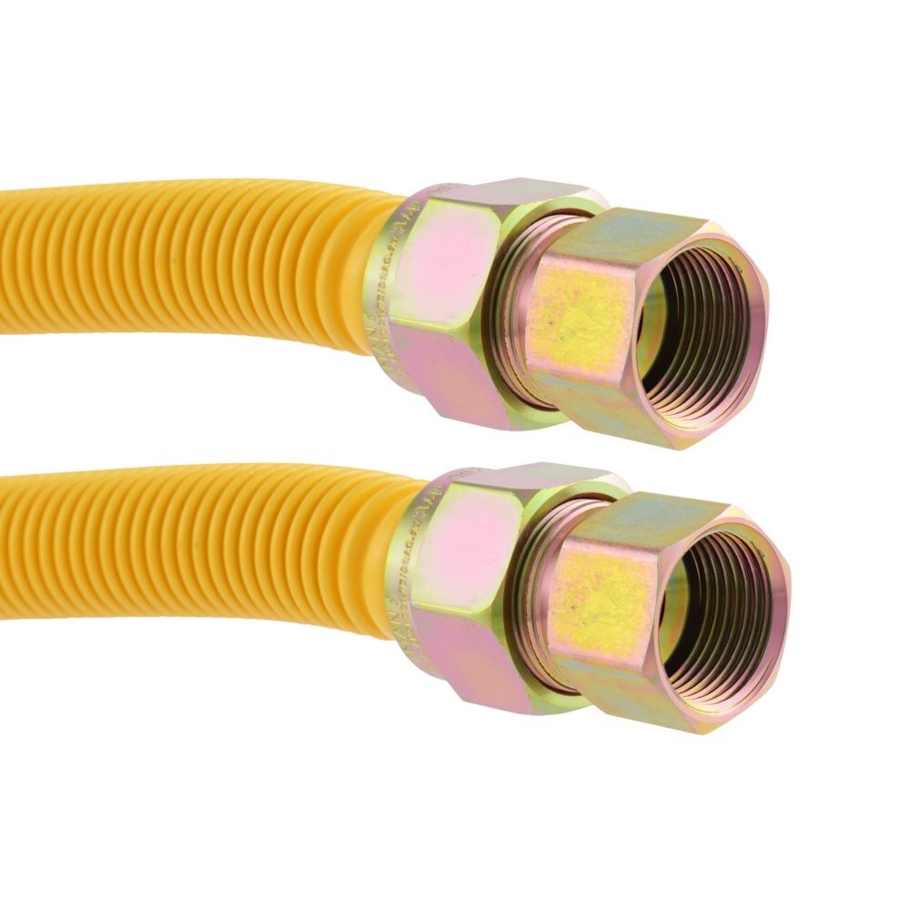 Eastman 40YE555524 1 in. OD x 24 in. Yellow Stainless Steel Gas Connector with 3/4 in. FIP x 3/4 in. FIP