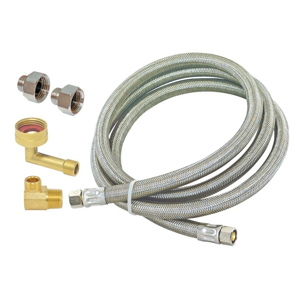 Eastman 41130 5 ft. Braided Dishwasher Supply Line with Adapters 3/8 in. MIP x 3/4 in.