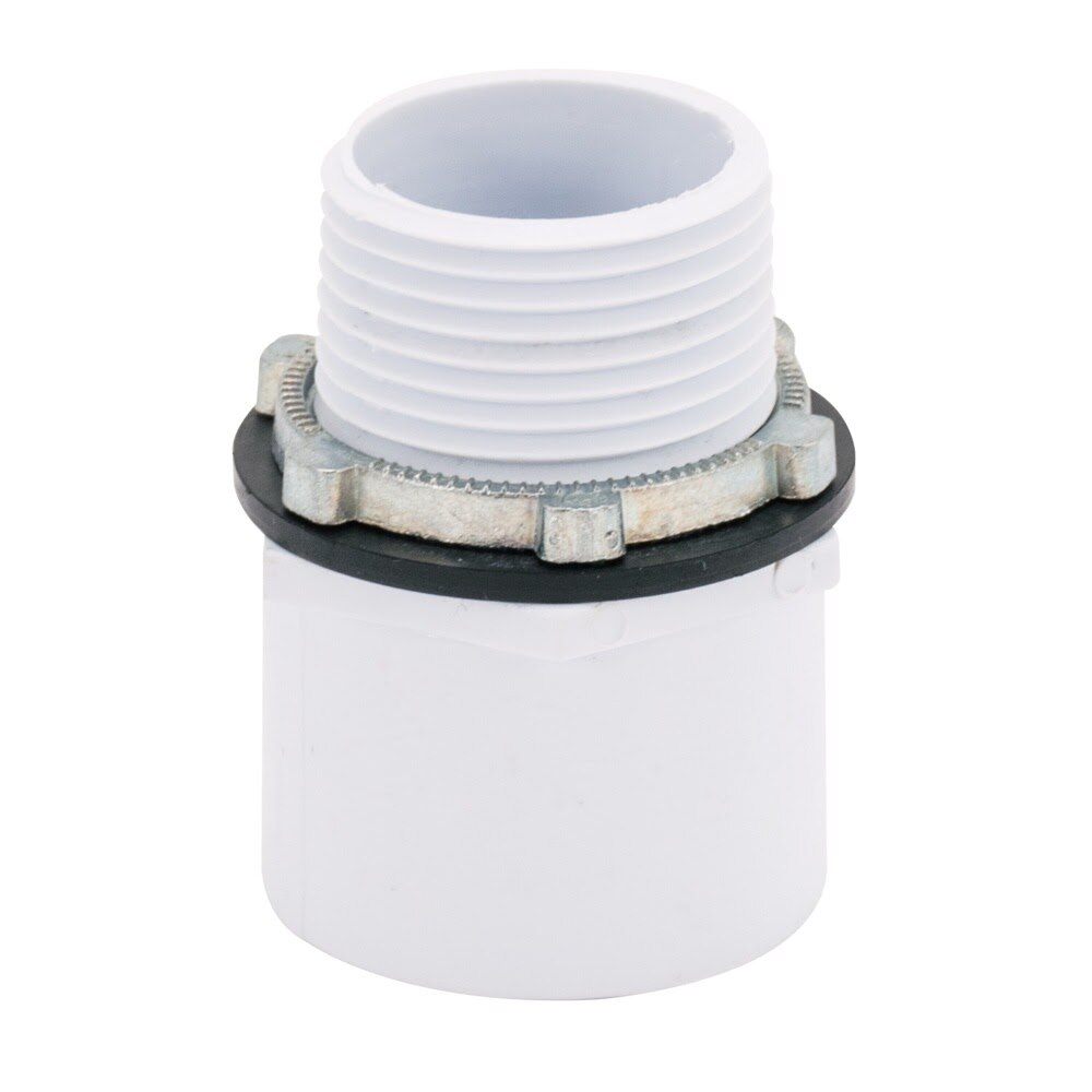 Eastman 60094 30 in ID x 32 in OD Aluminum Water Heater Drain Pan with CPVC Fittings - 2