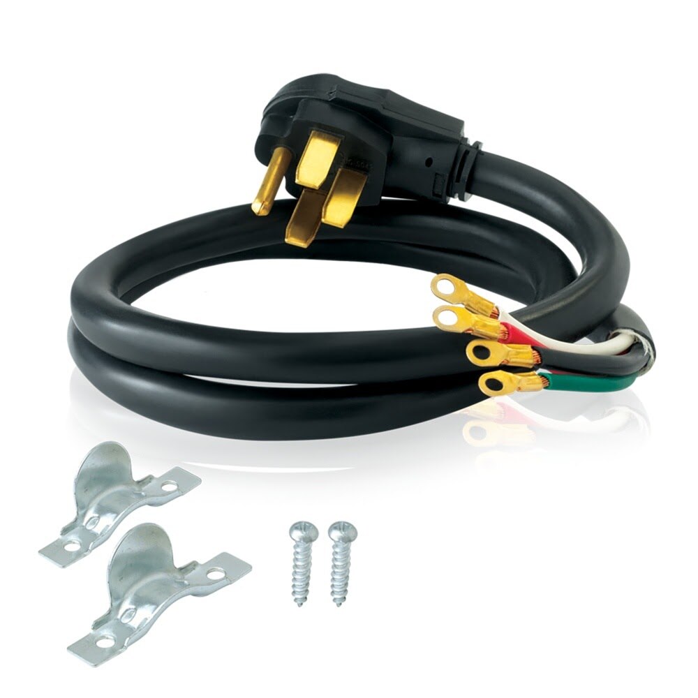 Eastman 61249 4 ft. 3-Prong 30 Amp Electric Dryer Cord with Ring Terminals and Strain Relief Clamp