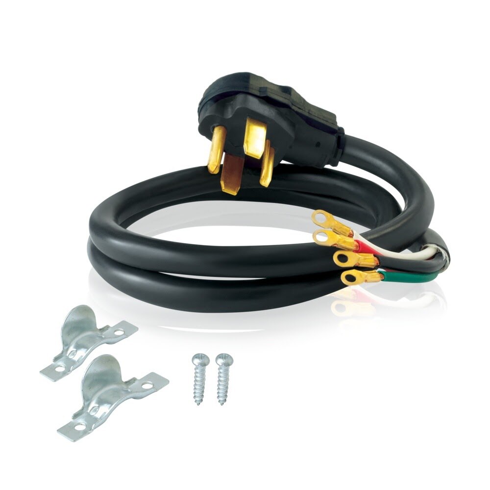 Eastman 61255 6 ft 4-Prong 30 Amp Dryer Power Cord with Ring Terminals and Strain Relief Clamp