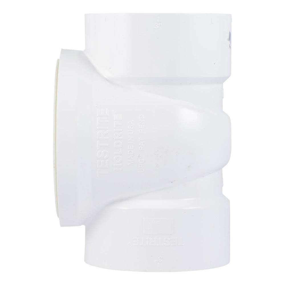 HoldRite TRPVC4A-B 4 in. PVC Test Cleanout Tee with Spanner Ring and Brass Insert Plug - 2