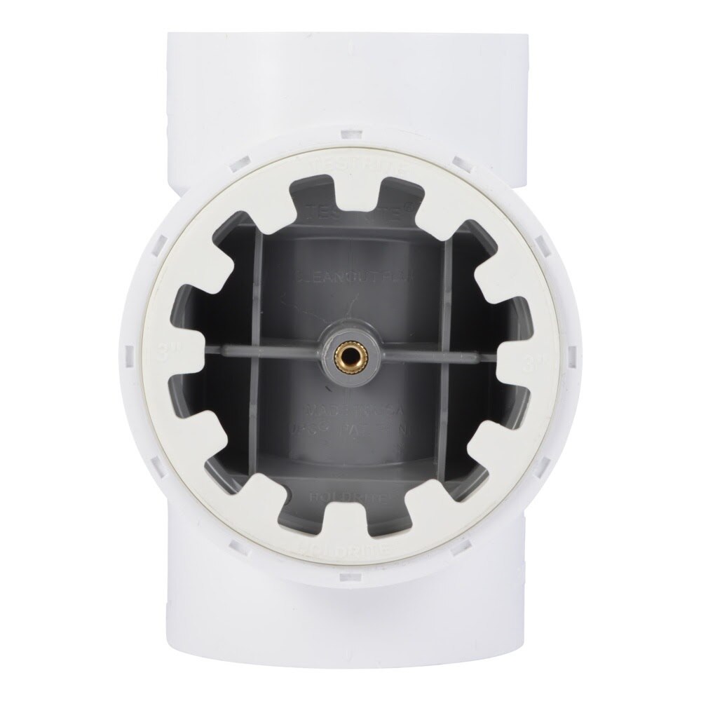 HoldRite TRPVC4A-B 4 in. PVC Test Cleanout Tee with Spanner Ring and Brass Insert Plug - 3