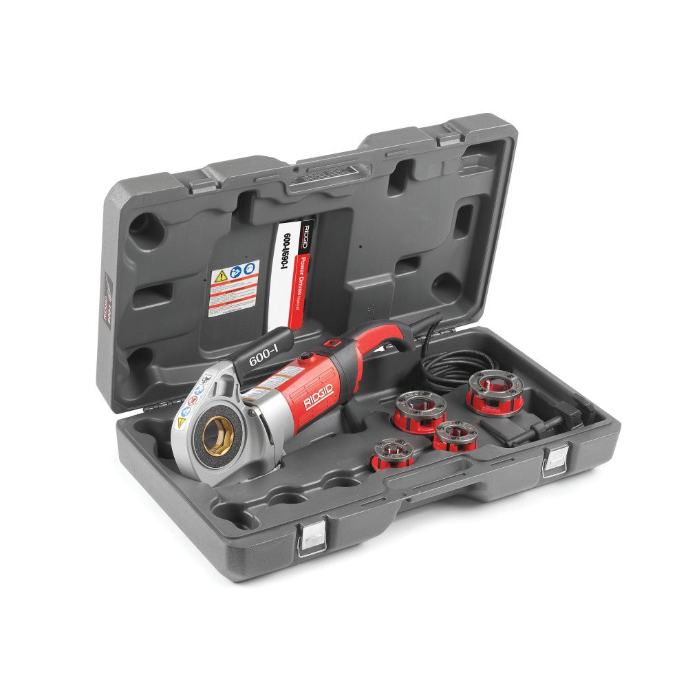 RIDGID 44918 600-I Handheld Power Drive Kit, 1/8" - 1-1/4" with Carrying Case