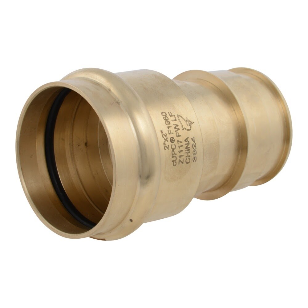 SharkBite UAB754LF 2 in. x 2 in. Brass Expansion to Copper Press Adapter for PEX A Pipe