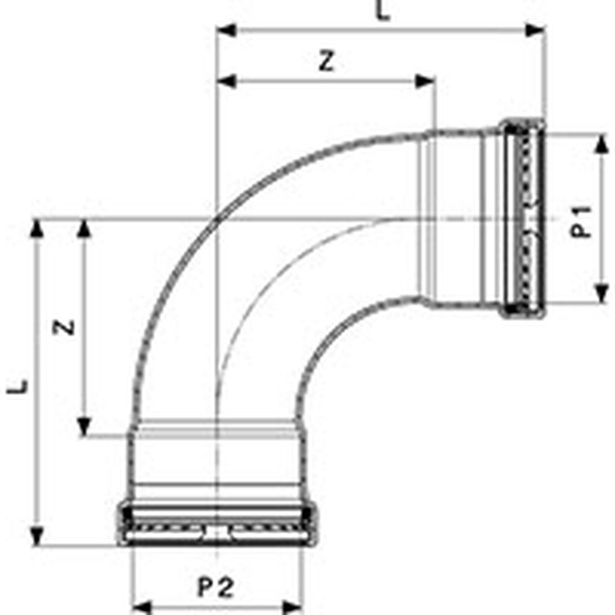 Viega 20633 (0916XL) 4 in. ProPress 90 Degree Copper Press x Press Elbow (1 Each) - 3