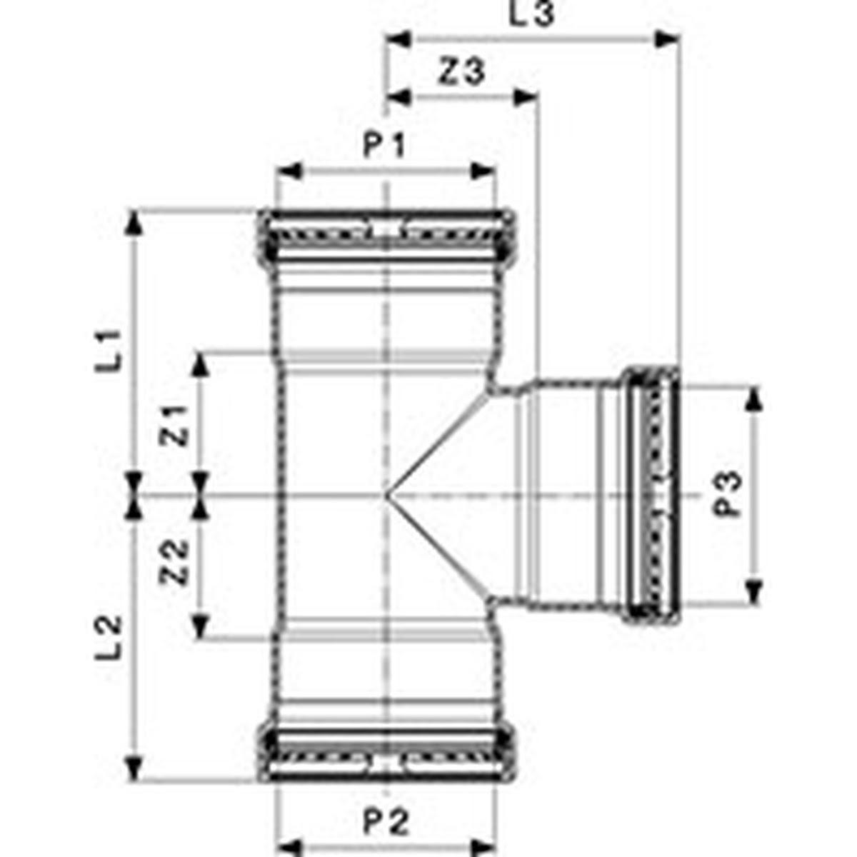 Viega 20713 (0918XL) ProPress Copper Press Tee 4 in x 4 in x 2 in - 3