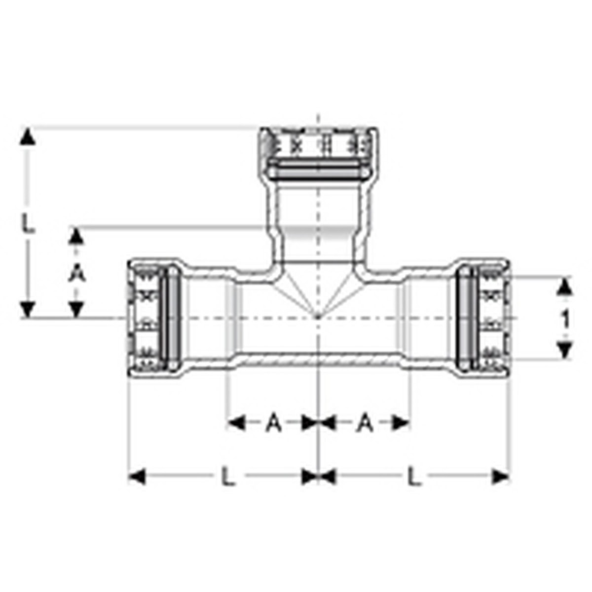 Viega 25321 (6618) MegaPress G 1 1/2 in. Carbon Steel Zinc-Nickel Press Tee P x P x P (1 Each) - 2
