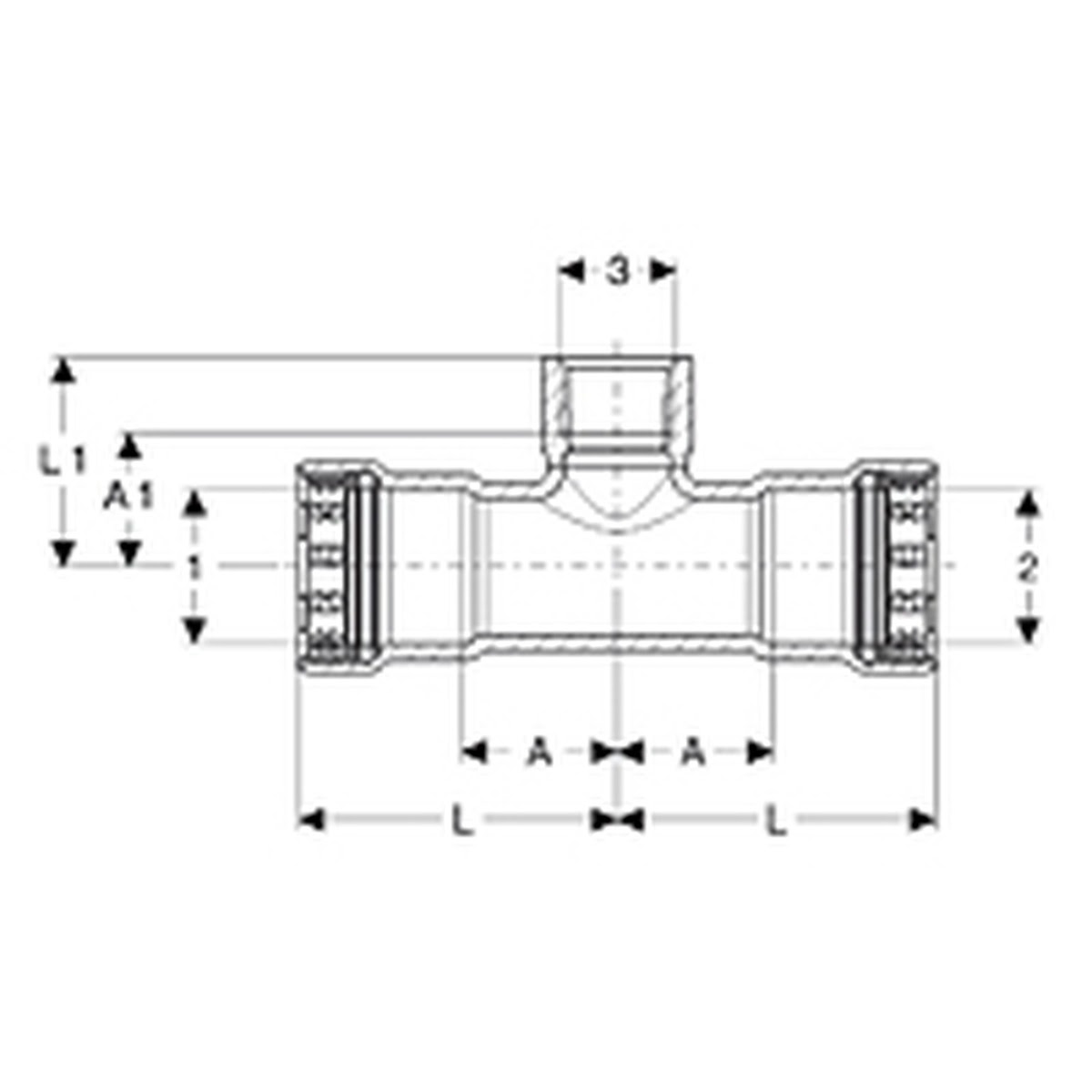 Viega 25501 (6617.2) MegaPressG Press Tee 1-1/4 in x 1-1/4 in x 1 in FPT (1 Each) - 2