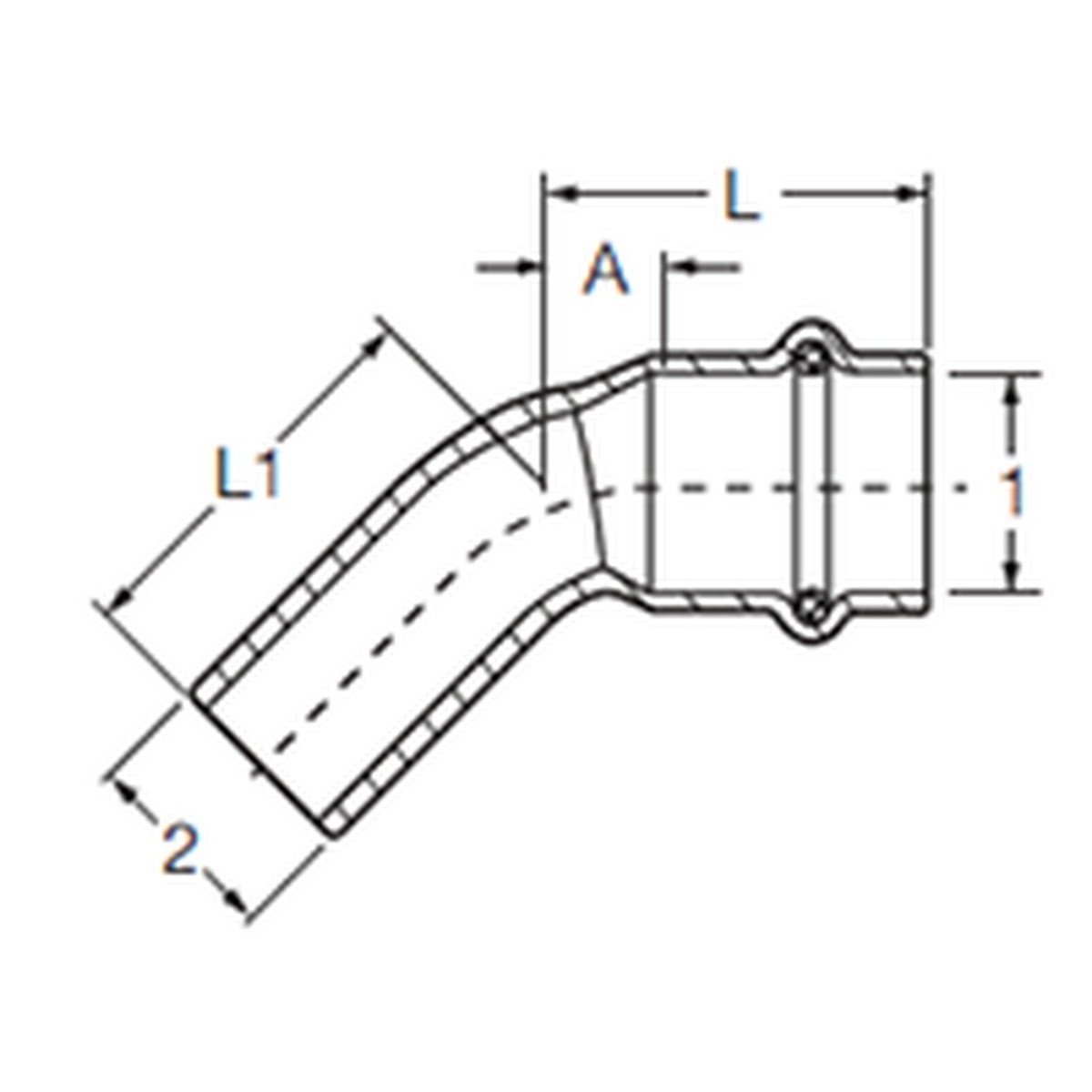 Viega 77637 (2926.1) ProPress 1/2 in. Press x 1/2 in. FTG 45 Degree Street Elbow (1 Each) - 2
