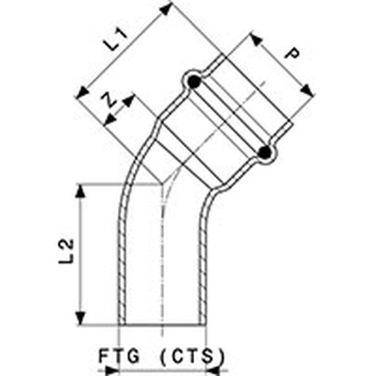 Viega 77637 (2926.1) ProPress 1/2 in. Press x 1/2 in. FTG 45 Degree Street Elbow (1 Each) - 3