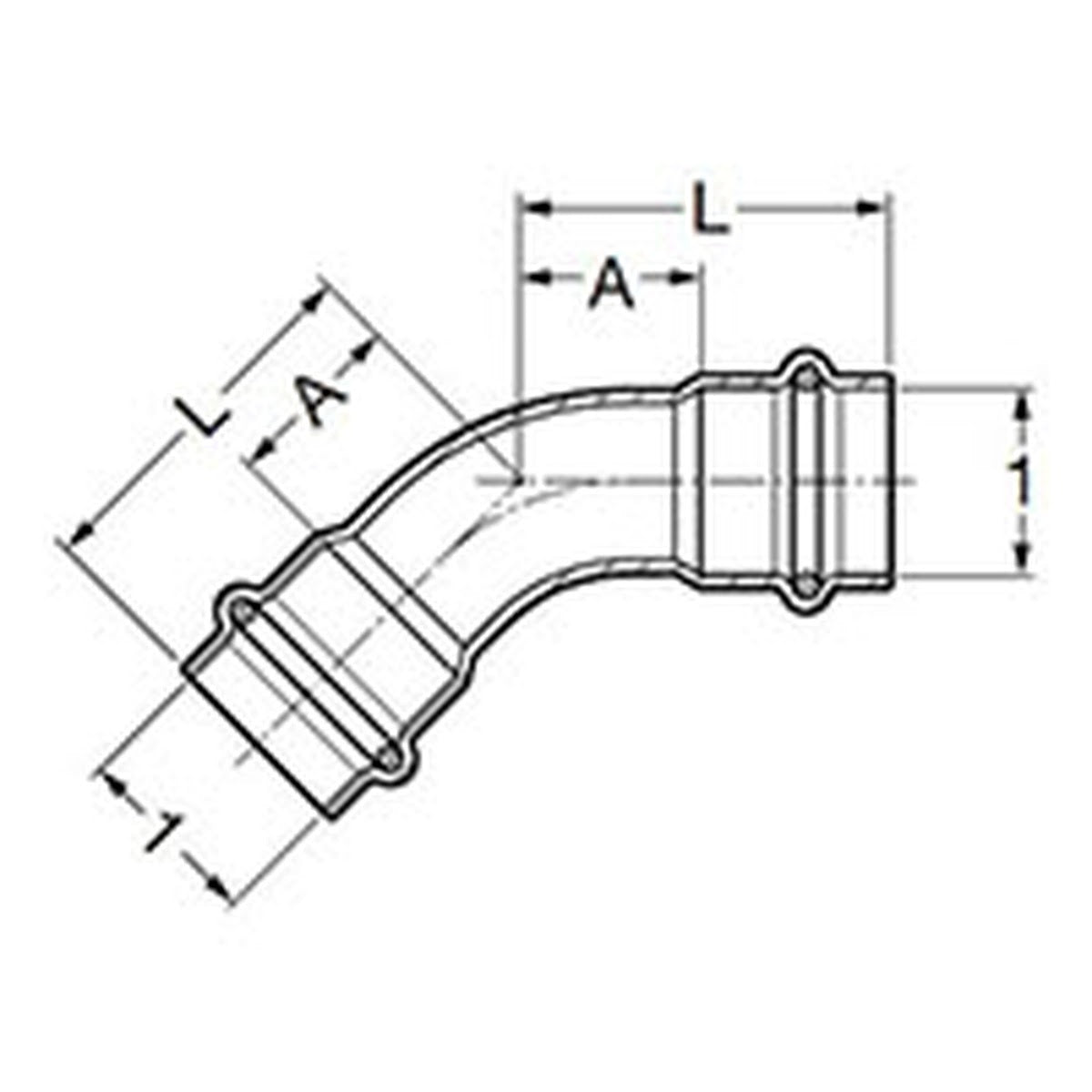 Viega 80455 (4026) ProPress 316 1 in. 45 Degree Press x Press Elbow 316 Stainless Steel (1 Each) - 2