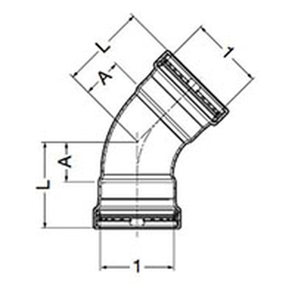 Viega 80480 (4026XL) ProPress 316 45 Degree Elbow Press x Press 316 Stainless Steel - 2