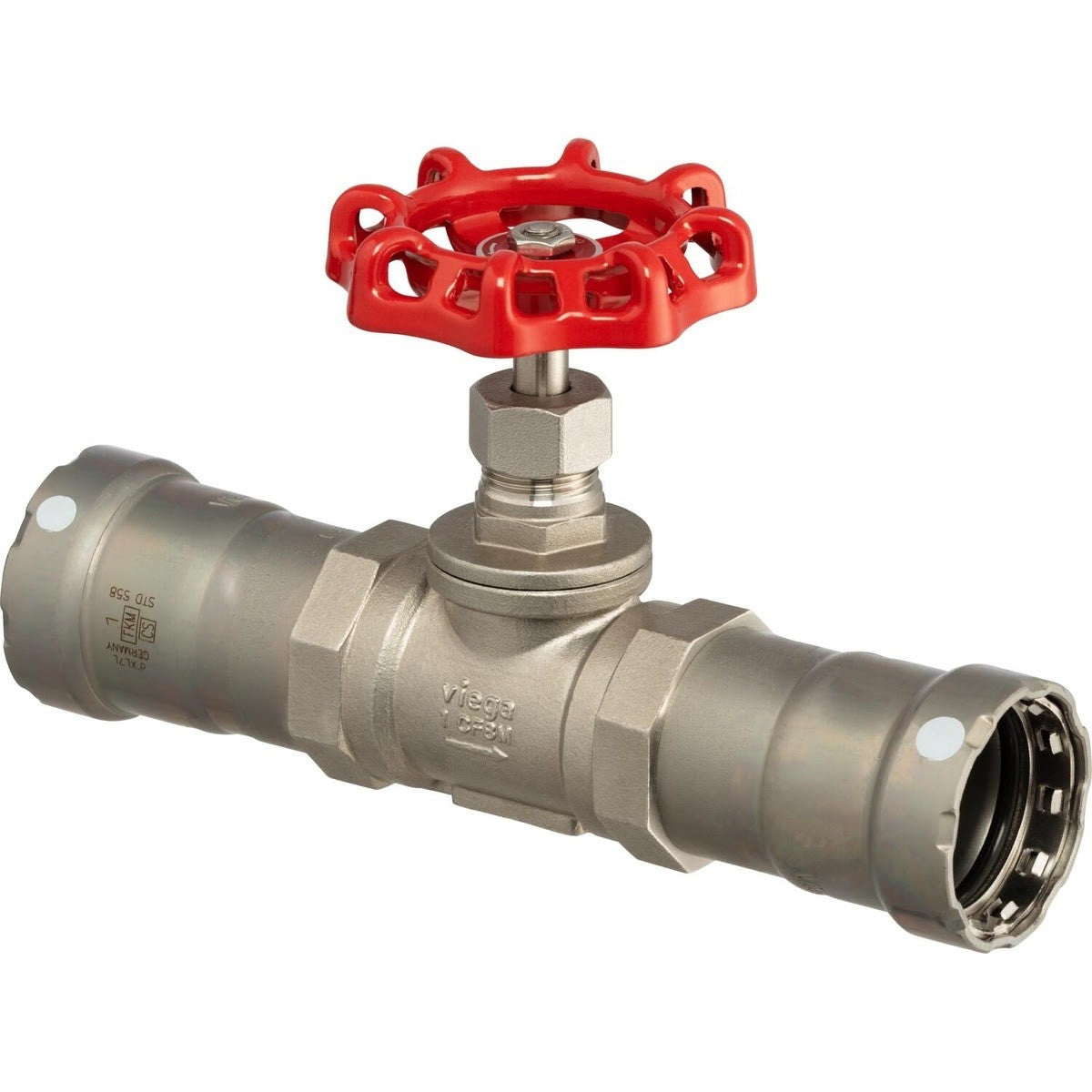 Viega 87645 (5985.1) MegaPress 316 FKM 1 1/4 in. Stainless Steel Press Globe Valve - 2