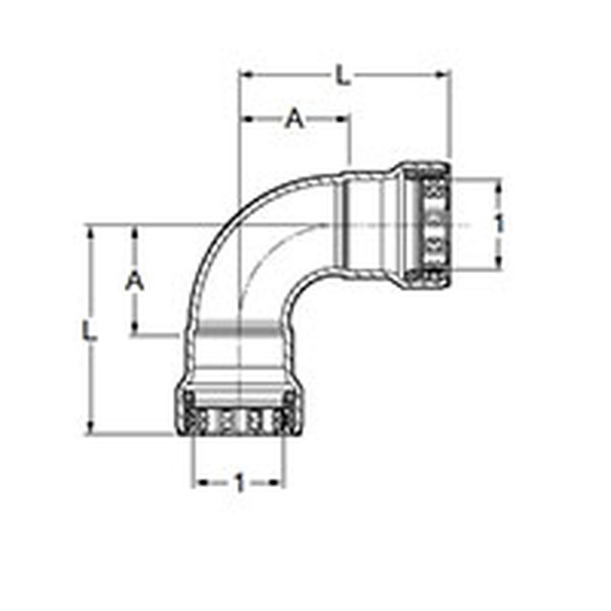 Viega 91710 (6816) MegaPress 316 FKM 1 1/4 in. 90 Degree Press Elbow for Stainless Press Fittings (1 Each) - 2