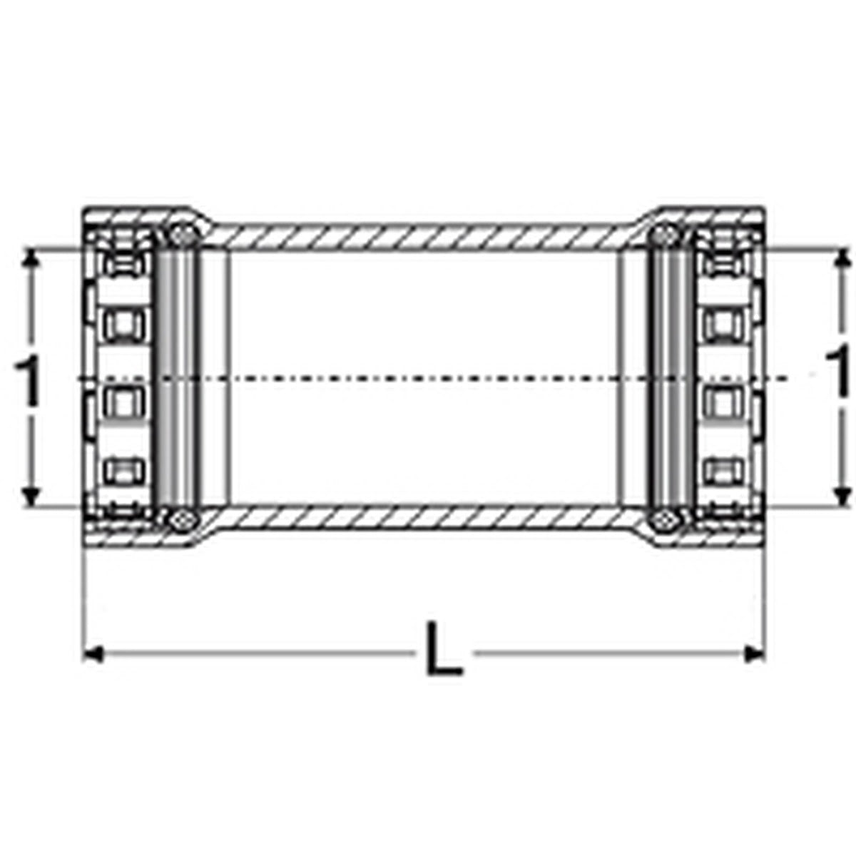 Viega 95805 (4115.5) MegaPress 304 Stainless Steel Coupling No Stop 1-1/4 in. Press x Press FKM Seal (1 Each) - 2