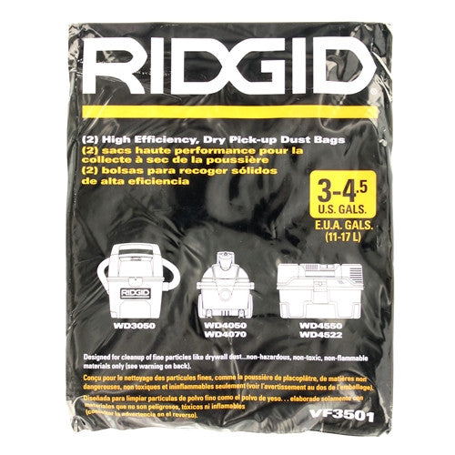 RIDGID 23738 VF3501 Pleated Air Bag for Small Vacuums