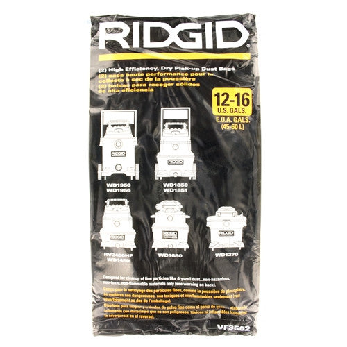 RIDGID 23743 VF3502 14-16 Gal High-Efficiency Disposable Filter Dust Bags