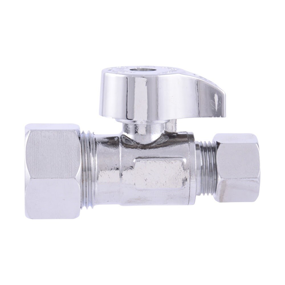 Eastman 10756LF 3/8 in. OD x 5/8 in. OD Lead Free Compression Straight Stop Quarter Turn Valve - 2