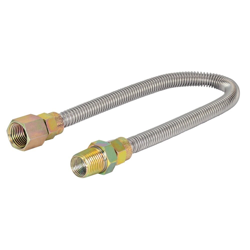 Eastman 10SS515012 3/8 in OD x 12 in L Stainless Steel Gas Connector with 1/2 in FIP x 1/2 in MIP