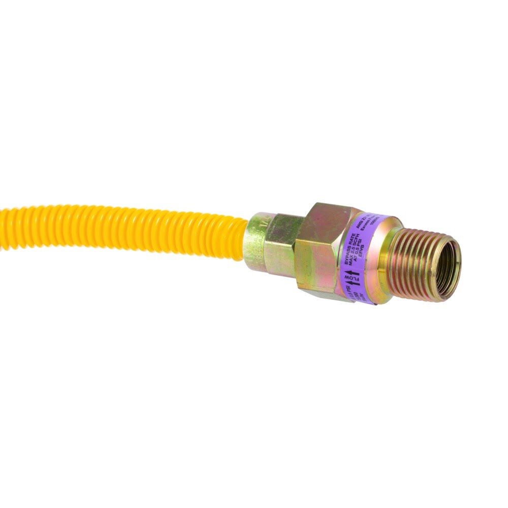 Eastman 10YE50V048B 3/8 in. OD x 48 in. Stainless Steel Gas Connector with 1/2 in. MIP Ends and EFV - 3