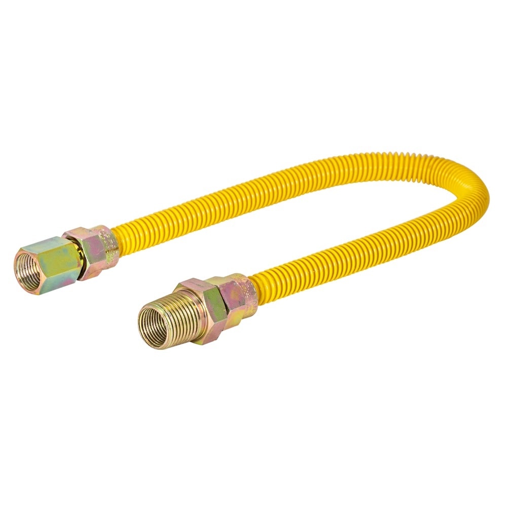 Eastman 10YE515012 3/8 in. OD x 12 in. L Yellow Epoxy-Coated Stainless Steel Gas Connector with 1/2 in. FIP x 1/2 in. MIP Ends