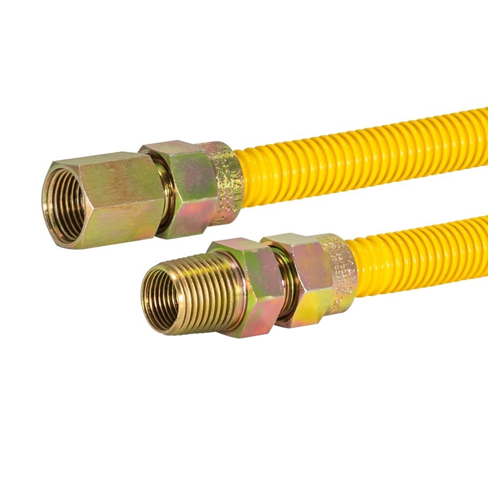 Eastman 10YE515018 3/8 in. x 18 in. Yellow Coated Gas Connector with 1/2 in. FIP x 1/2 in. MIP - 2
