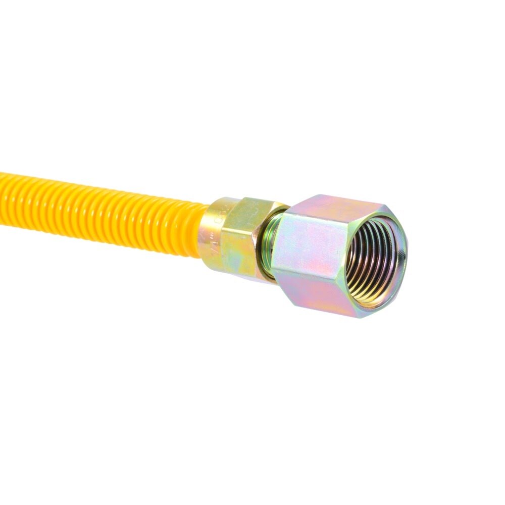 Eastman 10YE51V048B 3/8 in. OD x 48 in. Yellow Stainless Steel Gas Connector with ArmorBoost EFV - 3