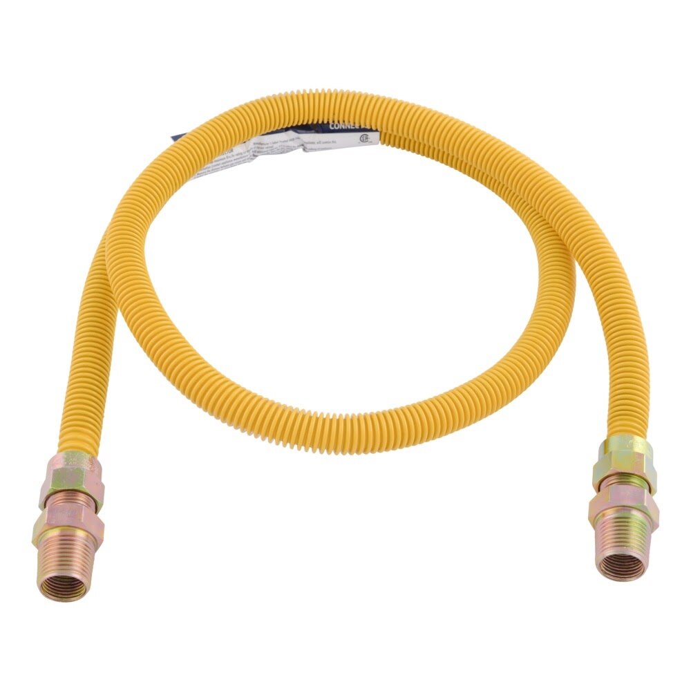 Eastman 20YE505048 1/2 in. OD x 48 in. Yellow Epoxy-Coated Stainless Steel Gas Connector MIP x MIP