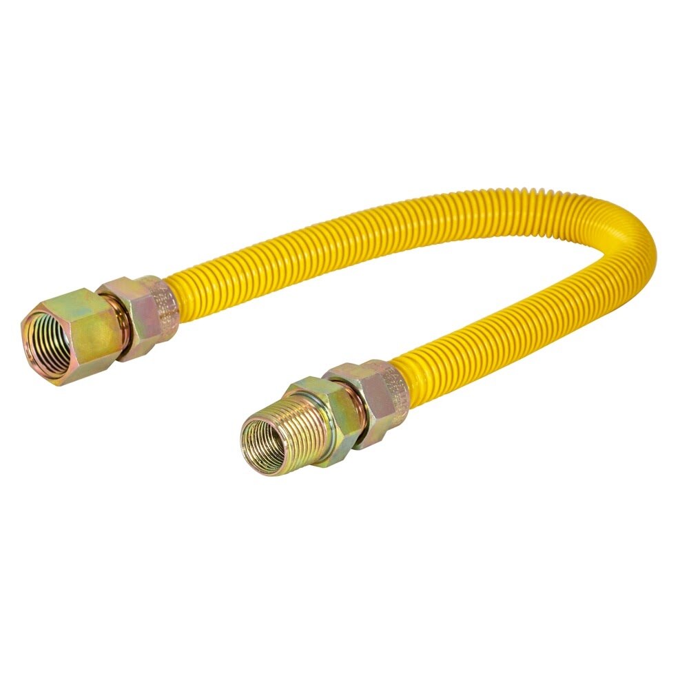 Eastman 20YE515024 1/2 in. OD x 24 in. Yellow Epoxy-Coated Stainless Steel Gas Connector FIP x MIP