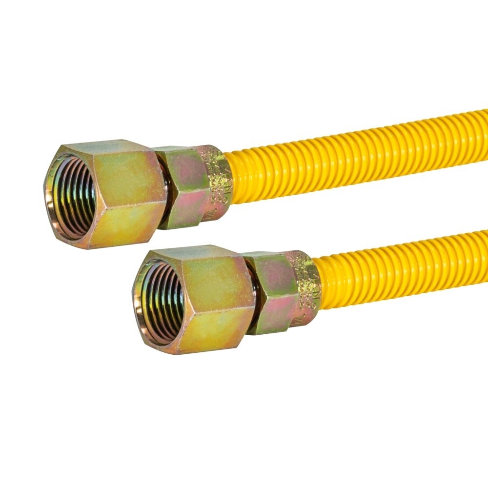 Eastman 20YE515148 1/2 in. OD x 48 in. Yellow Coated Stainless Steel Gas Connector FIP x FIP