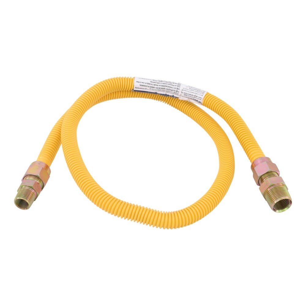 Eastman 30YE545048 48 in. 5/8 in. OD Yellow Stainless Steel Gas Connector with 3/4 in. MIP x 1/2 in. MIP - 3