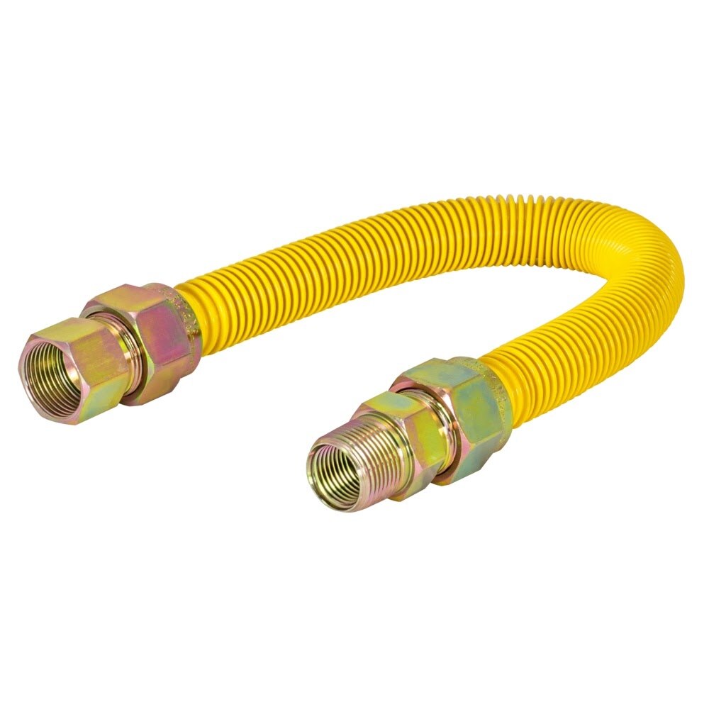 Eastman 40YE545524 1 in. OD 24 in. Yellow Stainless Steel Gas Connector 3/4 in. MIP x 3/4 in. FIP