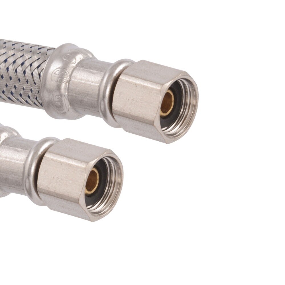 Eastman 48384 2 ft Braided Stainless Steel Icemaker Connector with 1/4 in Comp x 1/4 in Comp Connections - 2