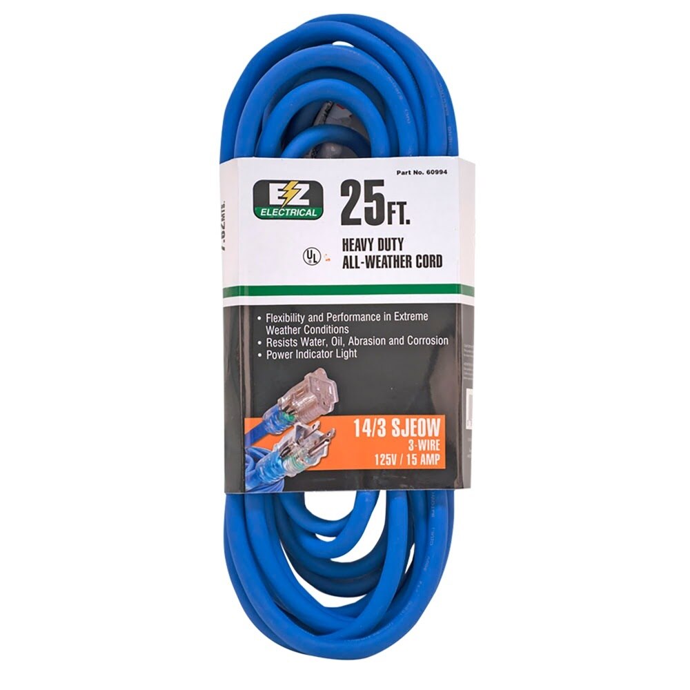 Eastman 60996 50 ft. 14 Gauge 3 Wire Heavy Duty All Weather Extension Cord with Indicator Light