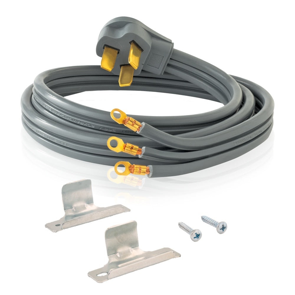 Eastman 61244 10 ft 3 Prong 50 Amp Range Cord with Ring Terminals and Strain Relief Clamp