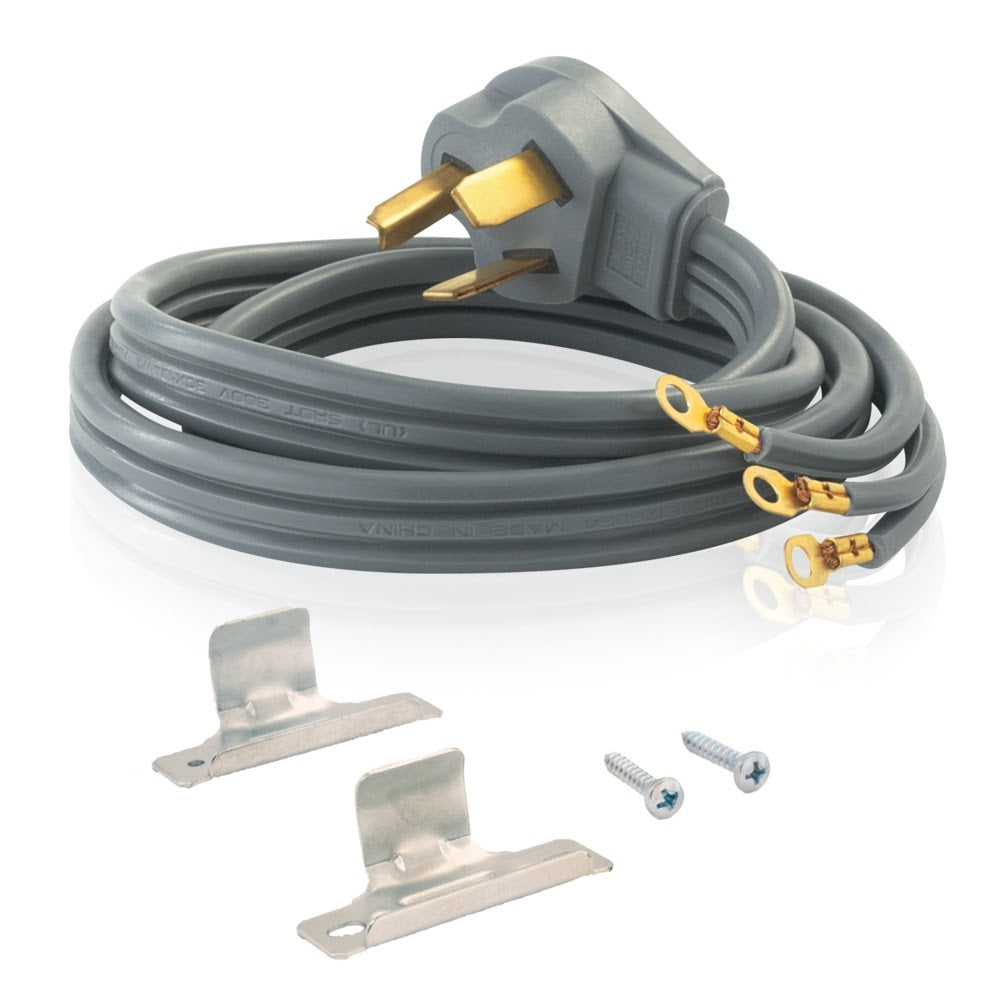 Eastman 61250 5 ft 3 Prong 30 Amp Electric Dryer Cord with Ring Terminals and Strain Relief Clamp