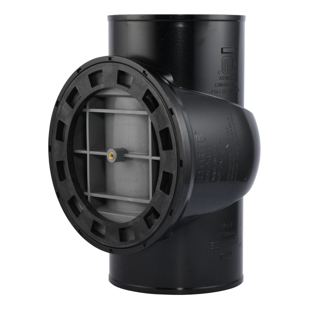 HoldRite TRPVCNH6A-B 6 in. PVC No-Hub DWV Test Cleanout Tee with Brass Insert Plug