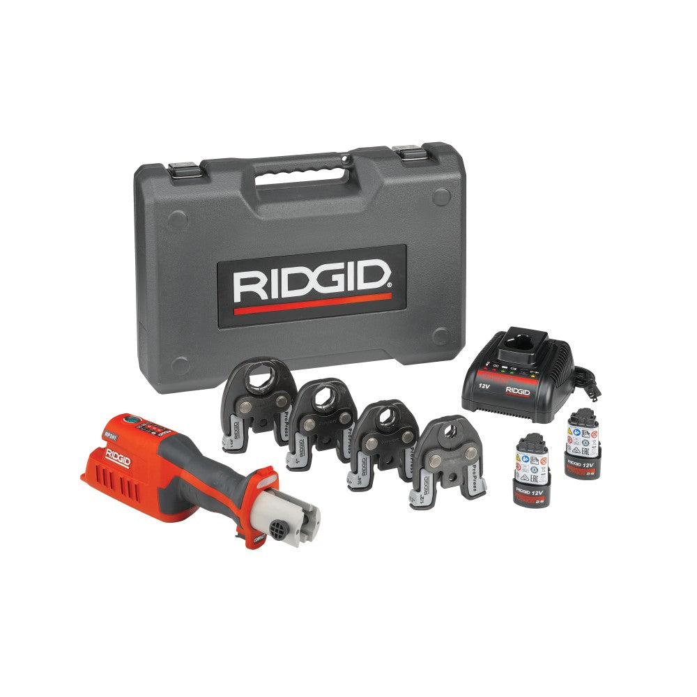 RIDGID 57373 RP 241 Compact Press Tool Kit with 1/2"-1" ProPress Jaws