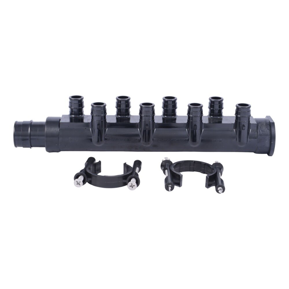 SharkBite UAMPT288SCW 1 in. PEX-A Poly Expansion Multi-Port Tee with 8 1/2 in. Outlets and Mounting Clips Closed - 3