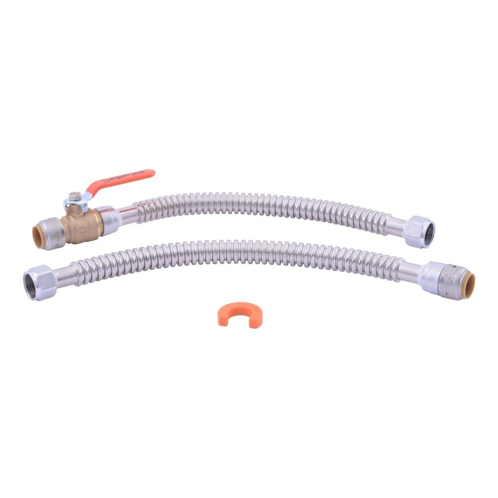 SharkBite UR24680 3/4 in. x 18 in. Stainless Steel Corrugated Water Heater Connection Kit with Ball Valve and Disconnect Clip - 2