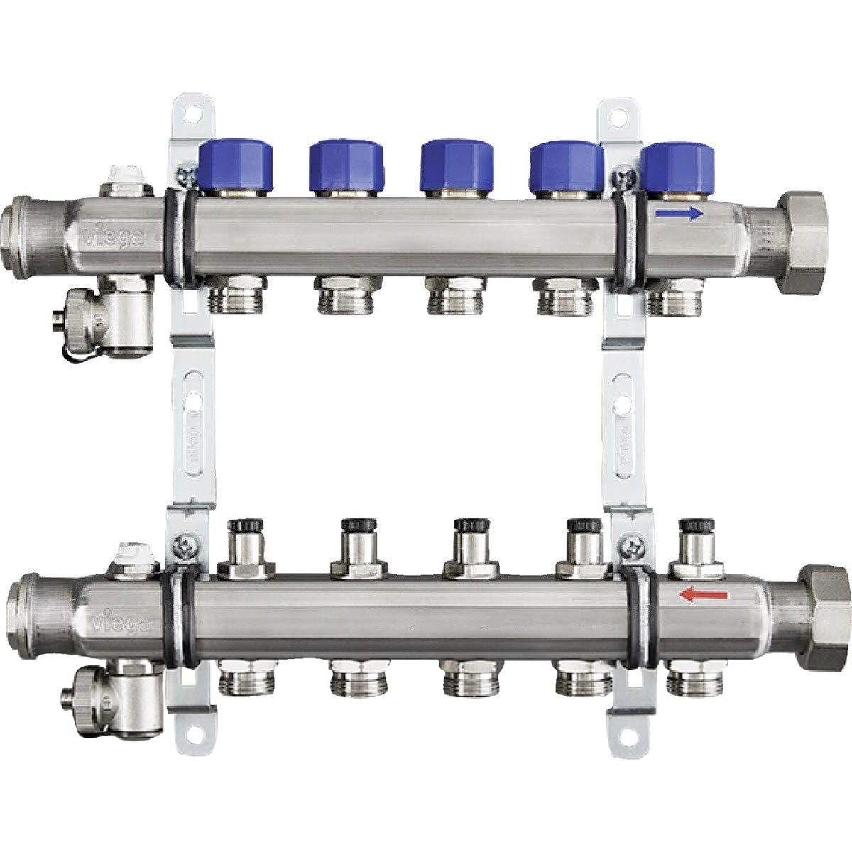 Viega 16406 (2879) Stainless Steel 8-Outlet Manifold for Heating Cooling and Snow Melt