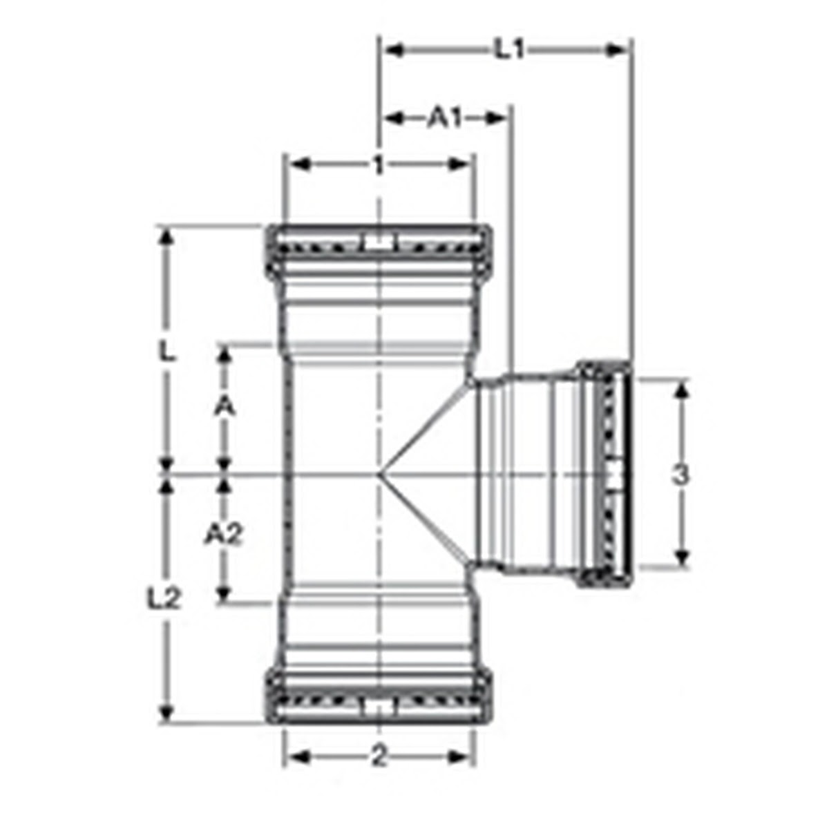 Viega 22278 (0918XL) ProPress Copper Press Tee 2 1/2 x 2 x 2 in (1 Pack) - 2