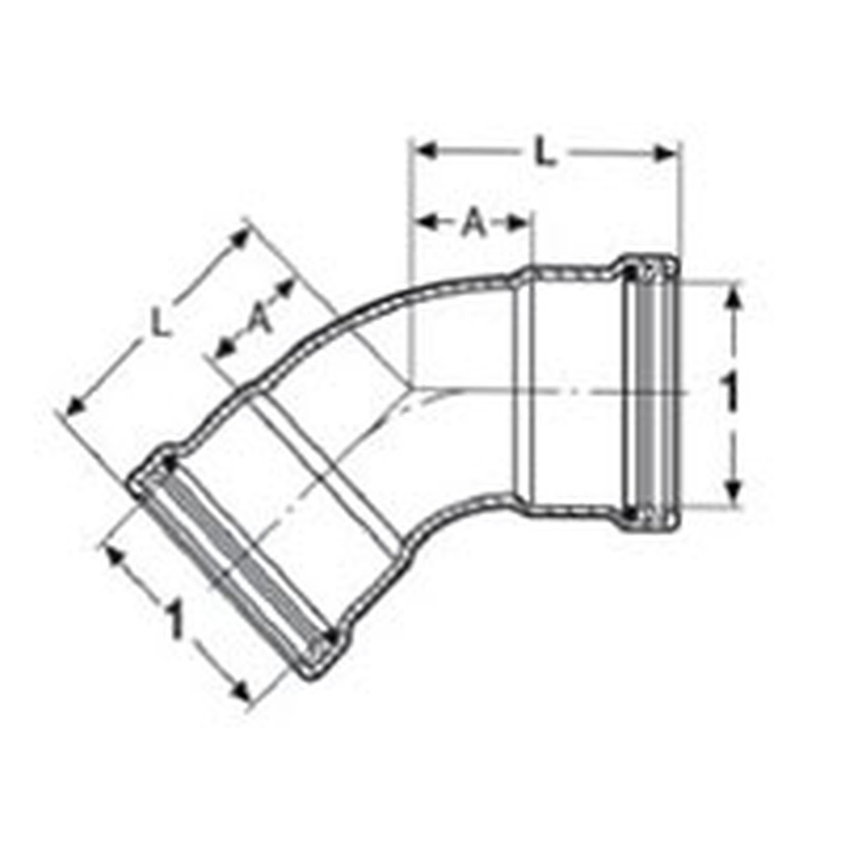 Viega 25250 (4826) MegaPress 1 1/2 in 45 Degree Press Elbow Carbon Steel Zinc Nickel Coated (1 Each) - 2